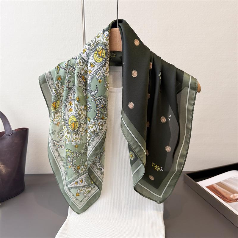 Paisley Style Printing Imitation Silk Scarf Square Scarf High-End Shawl Versatile Neck Small Square Scarf Headscarf Scarf