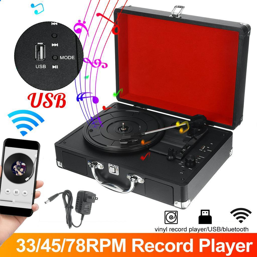 33/45/78RPM Record Vintage Phonograph Record Player Music Player Stereo Sound Turntables Portable Turntable Player with Speakers