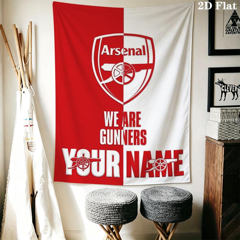 Custom Name Arsenal Wall Tapestry Aesthetic Wall Hanging Printed Fabric Blanket Decorative Tapestries for Bedroom Living Room Home Decor
