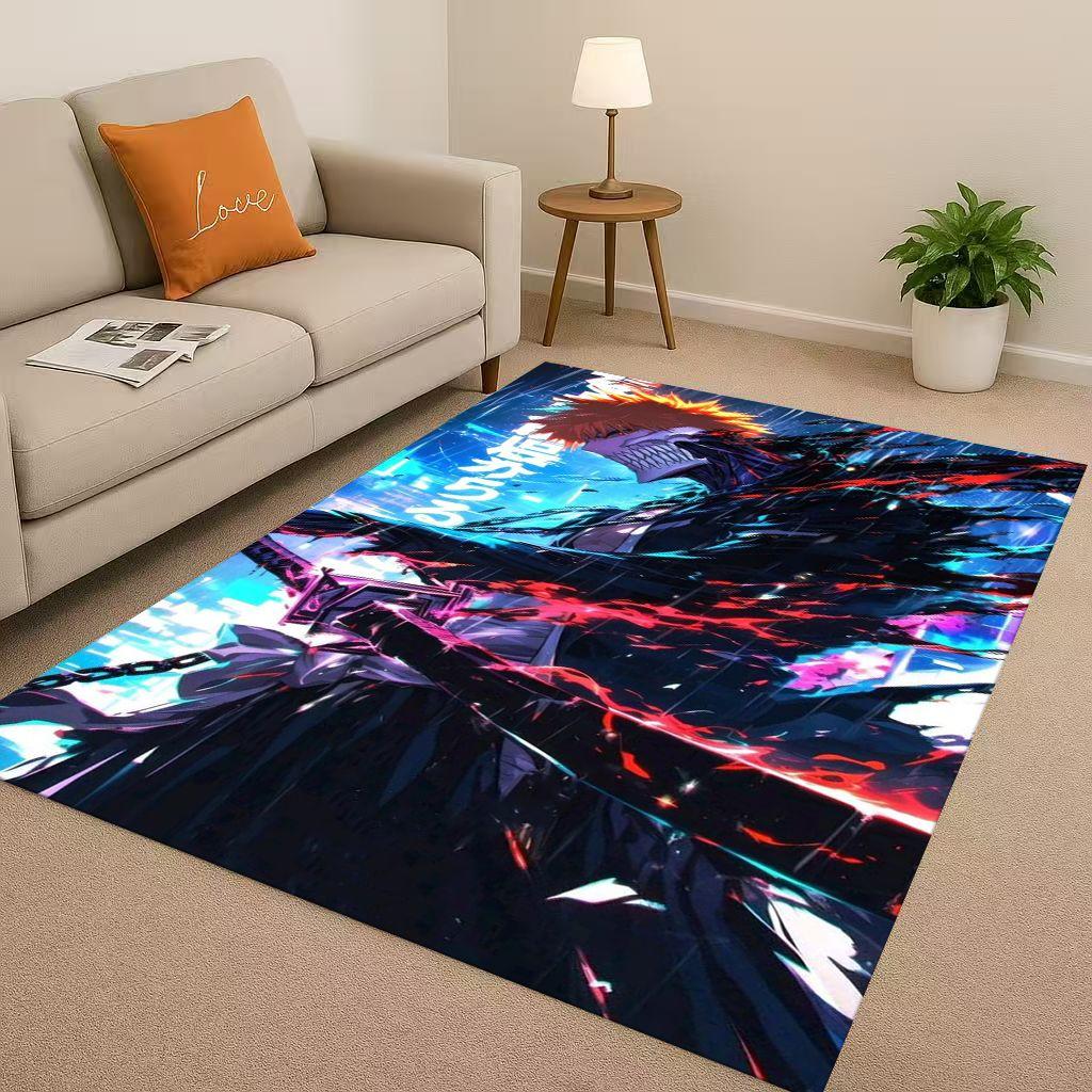 Anime Bleach Kurosaki Ichigo Cartoon Wohnzimmer Rutschfester Teppich für Schlafzimmer Sofa, Leicht zu reinigen Heimdekoration Fußmatte Spielmatte