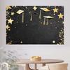 2D Flat Printing Black Gold Graduation Background Cloth for 2026 Graduation Ceremony Photoshoot
