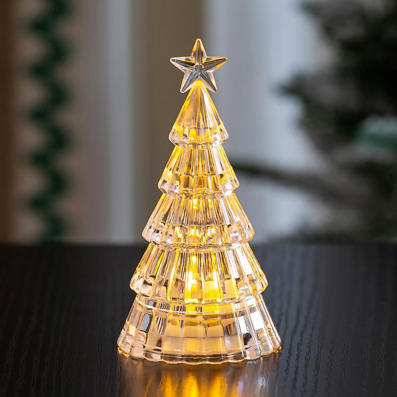 2pcs Christmas Decoration Ornaments Mini Luminous Crystal Christmas Tree High-end Desktop Ornaments Christmas Gift Lights small size 2pcs