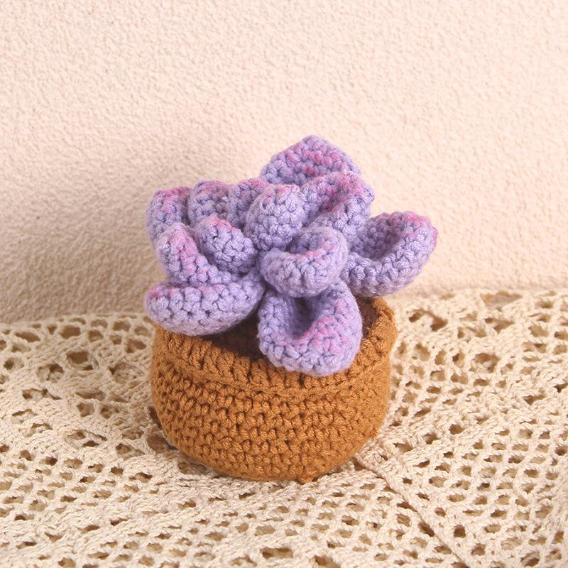 Handmade Emotional Support Crochet Plant Desktop Ornament Positive Crochet Succulents Doll Home Room Decoration Christmas Gift