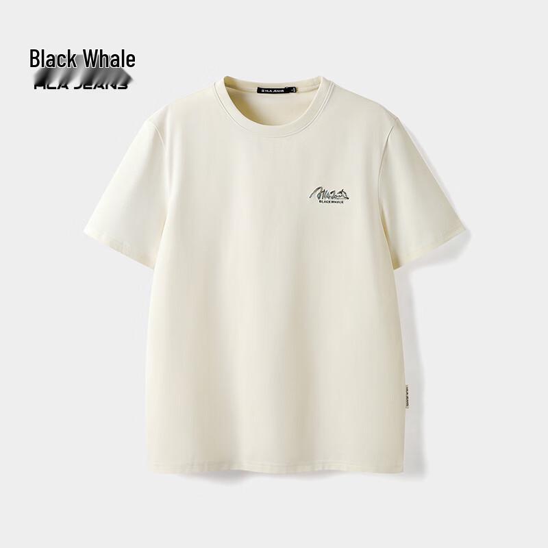 HLA Black Whale Men s Embroidered Short Sleeve T-Shirt S