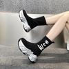 6cm Synthetic Cloth Streth Knitted Fabric British Fashion Women Platform Wedge Autumn Spring Boots Knee High Boots Shoes