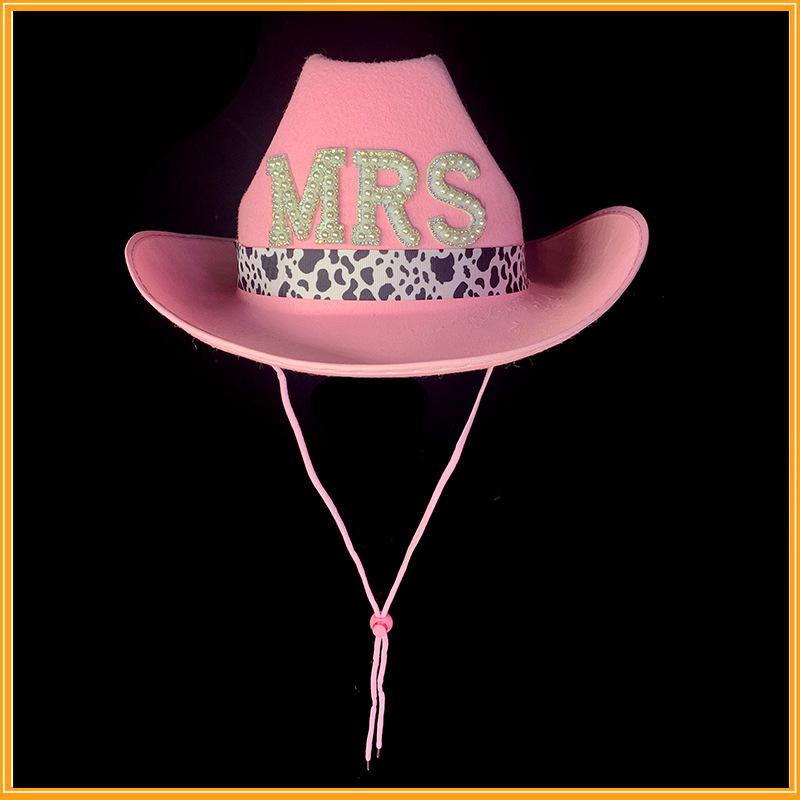 E-commerce Bride Single Party Cowboy Pattern Female White Hat