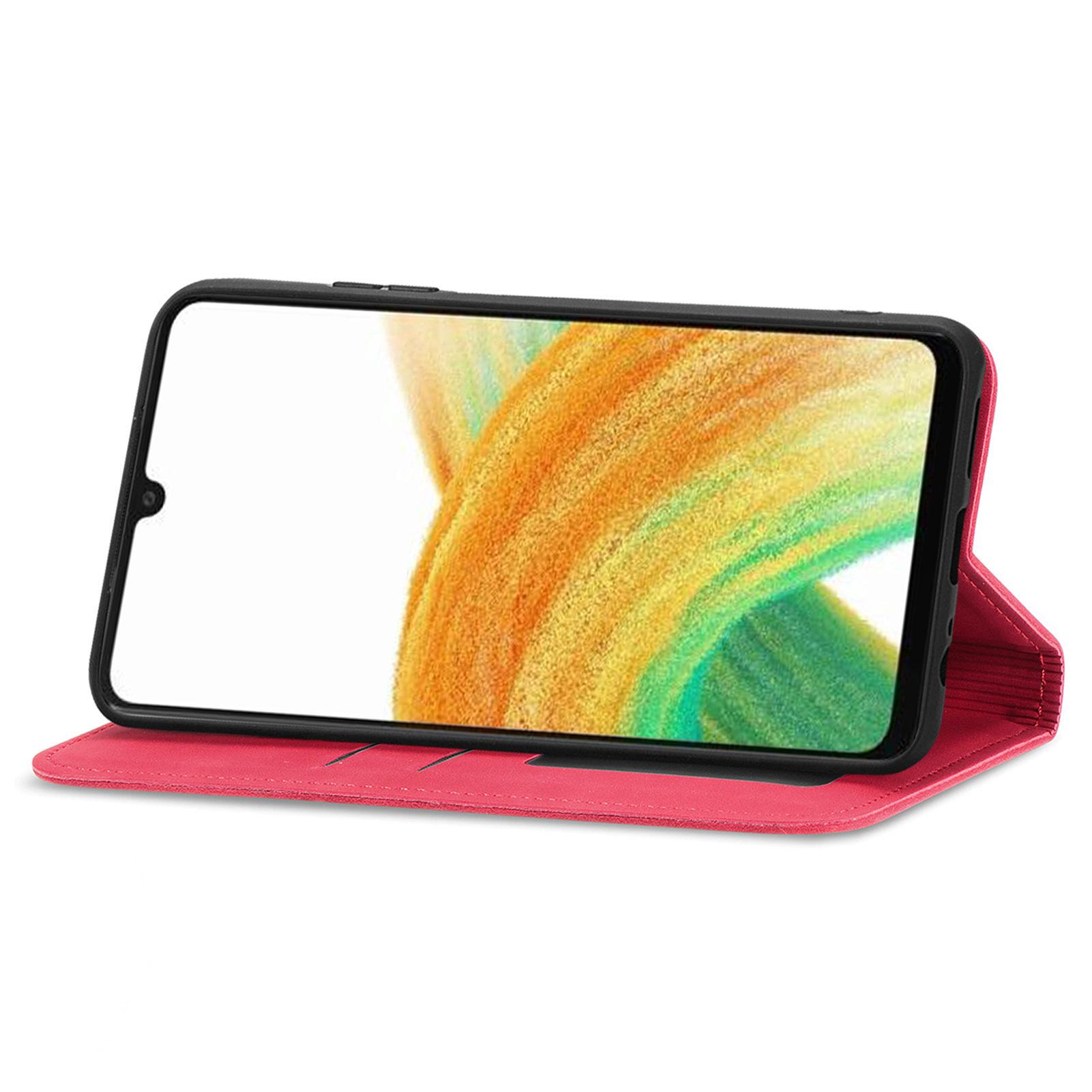 

For Samsung Galaxy A13 4G Cell Phone Case Skin Touch Magnetic Closing Stand Cover Red