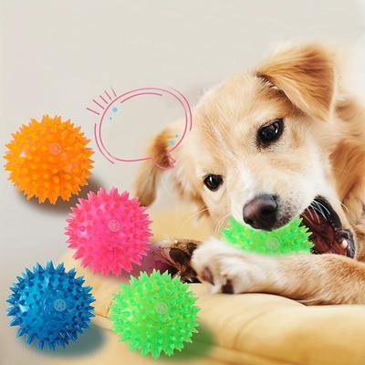 Dog Puppy Squeak Toy Ball: Jump, Massage & Clean Teeth & Gums For Optimal Health!