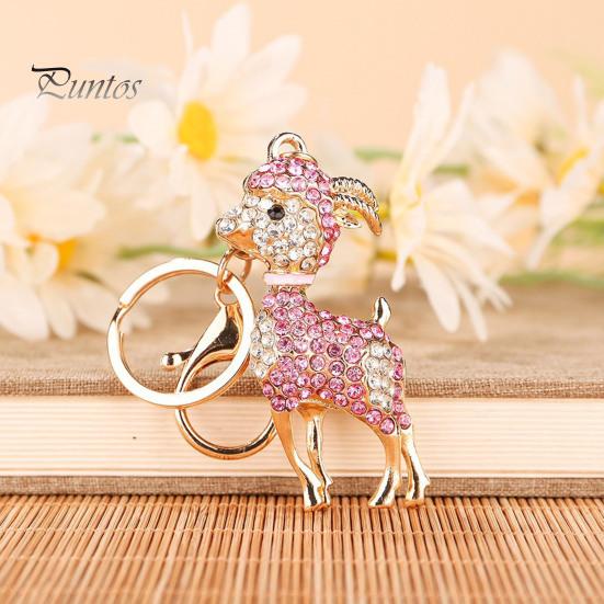 Key Chain Decoration Bling Rhinestone Lamb Keychain for Backpack, Metal Goat Car Bag Accessory Ring, Sheep Pendant Backpacks and Handbags Ring