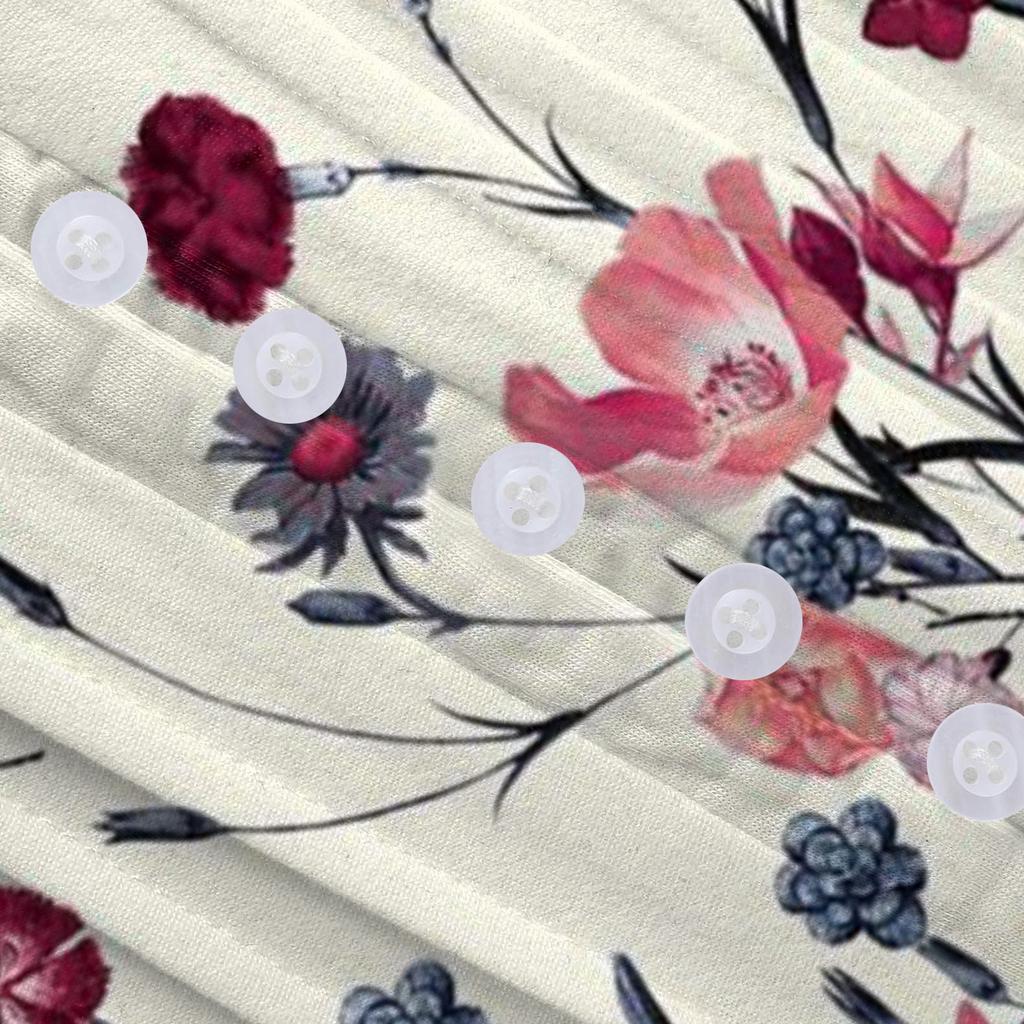 Dameskjorte Bluseknapp Retro Print Kortermet Uformell Basic Rund Hals Vanlig Topp