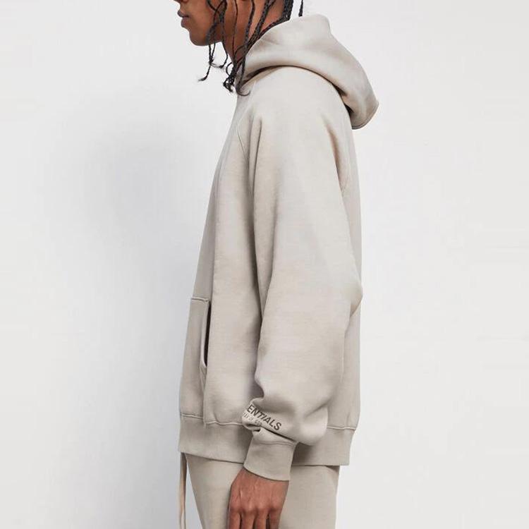 Fear of God Essentials Fleece Hoodie with Shoulder Logo Patch Unisex Tops Tan FOG-FW20-310