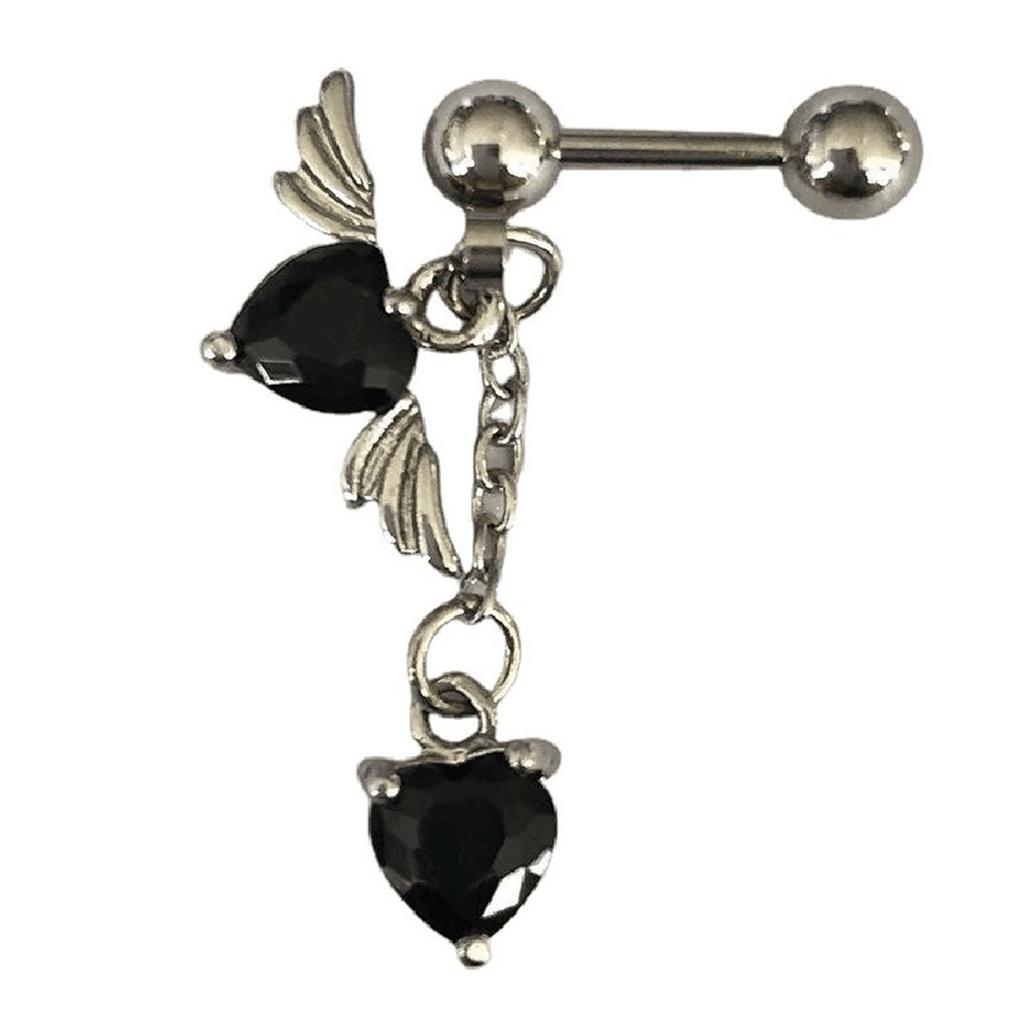 Heart Angel Wings Dangle Earrings Women Charm Earrings Zircon Drop Earrings for GIrl Bride Birthday Valentine Gift