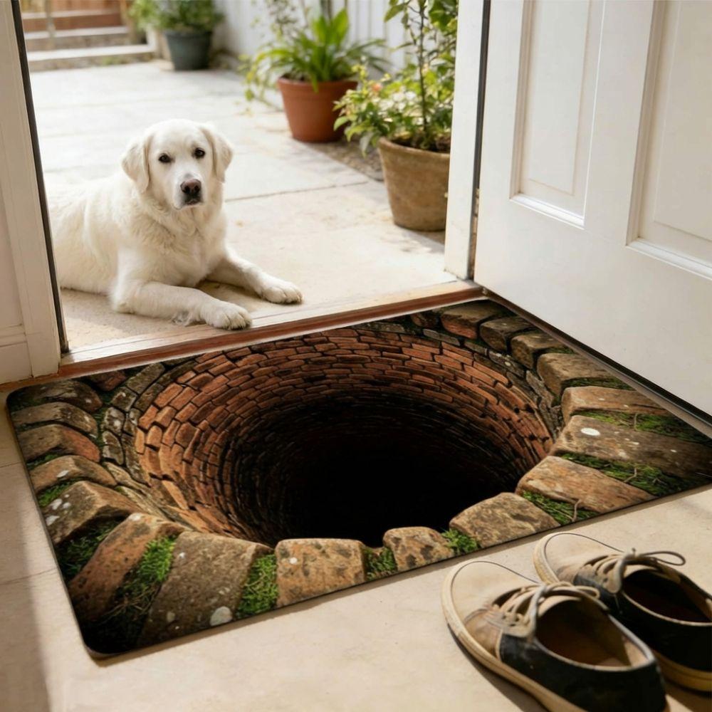 3D Flat Optical Illusion Doormat Water-absorbing Lifelike Bathroom Carpet Non-slip Durable Bedroom Door Rug Entrance Decor