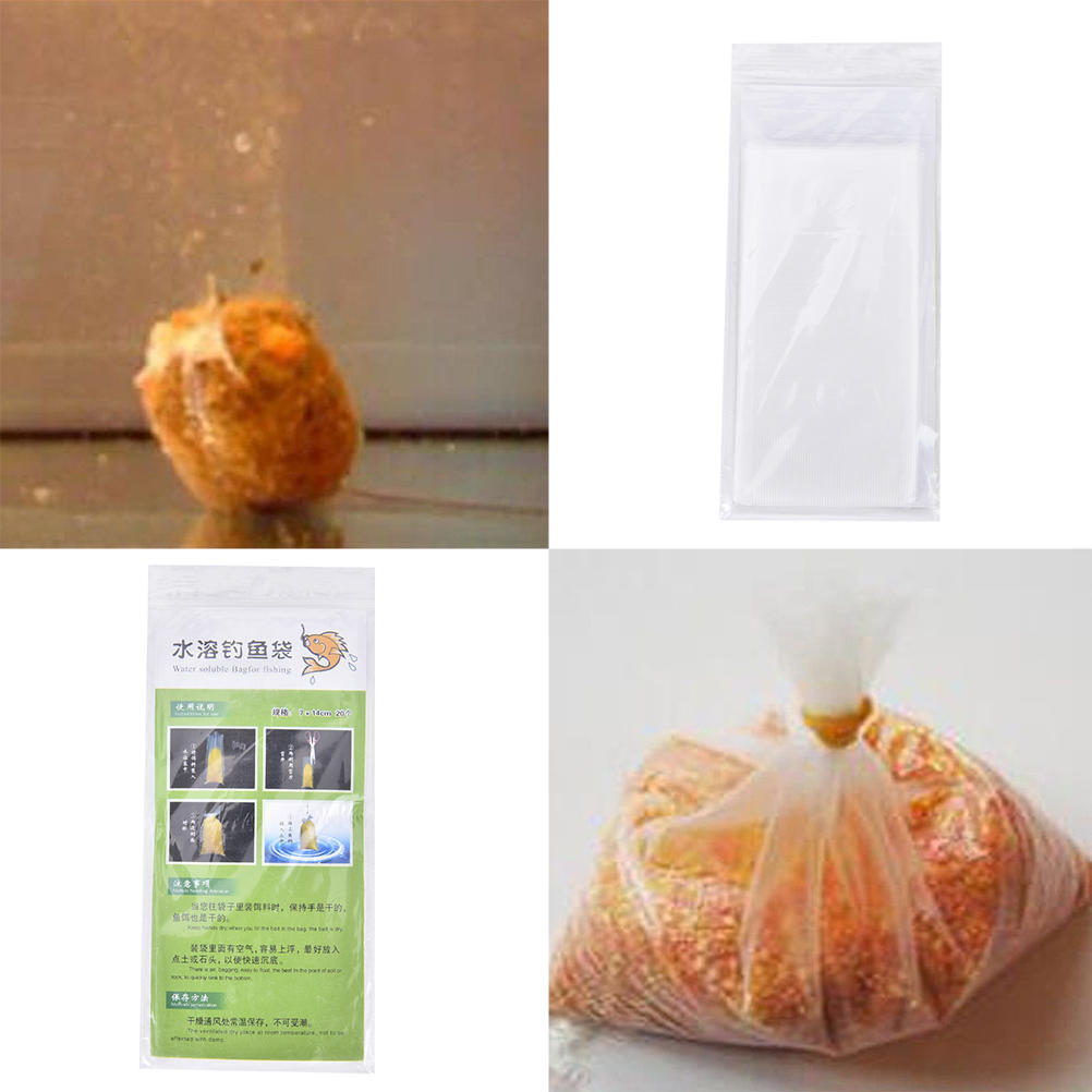 20Pcs//Bag Carp Fishing Bait PVA Dissolve Bag Water-Soluble Tackle 4 Sizes Nq