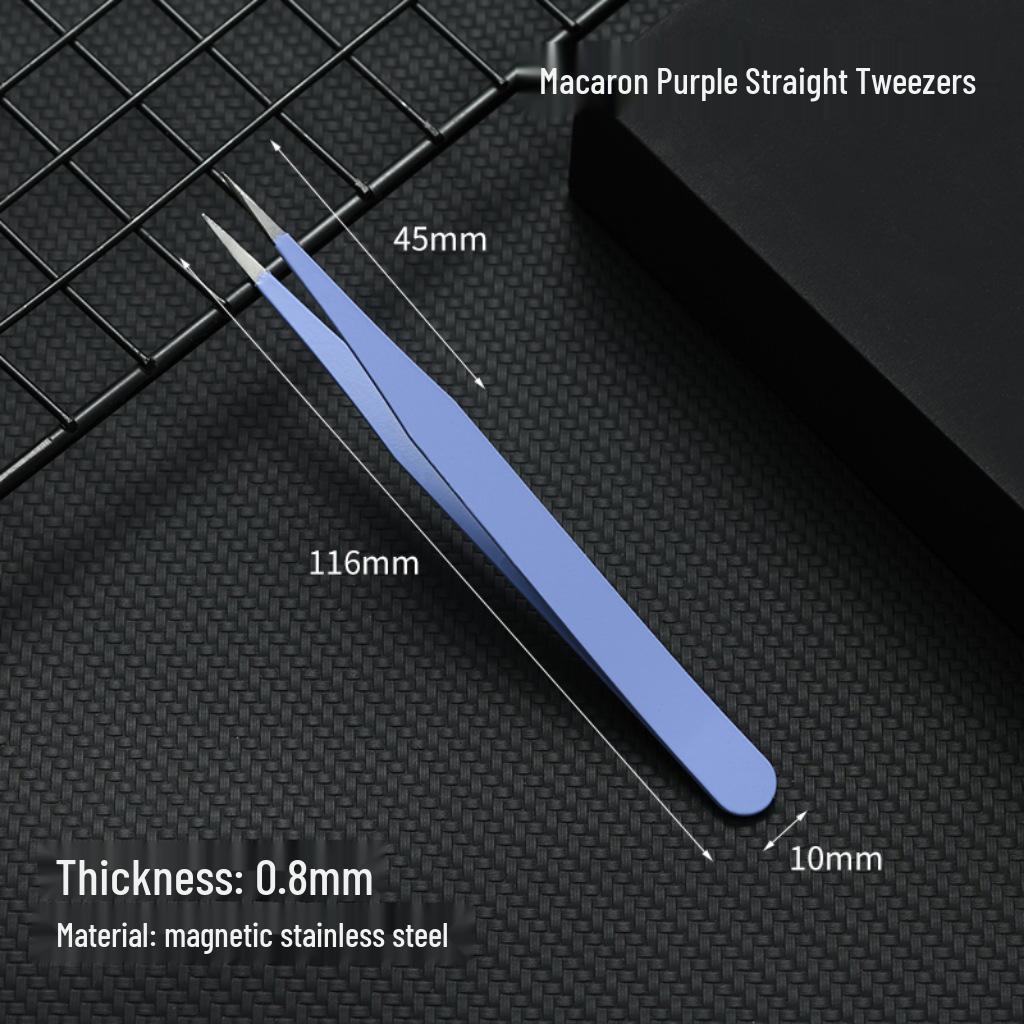 Black Anti-Static Stainless Steel Curved Tip Tweezers Set for Nail Art, Journaling, and Repairs