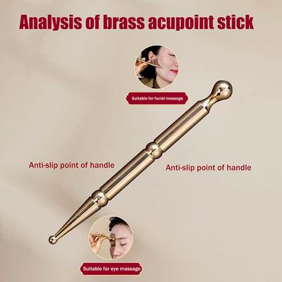 Messing Doppelkopf Gesichtsmassage-Stick Hautpflege-Werkzeug Akupressur-Löffel Handheld Akupunktur-Roller Körpermassagegerät Massage-Bar