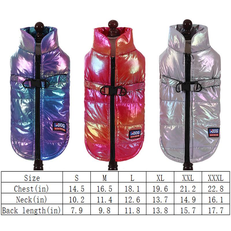 Hot Selling Pet Clothes Waterproof Reflective Gradient Vest Plus Velvet Warm Dog and Cat Christmas Clothing Pet Supplies