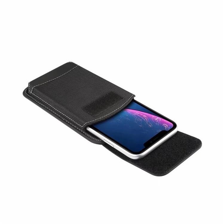 Men's Lightweight Leather Waist Phone Bag - Oxford Nylon, Horizontal/Vertical Style
