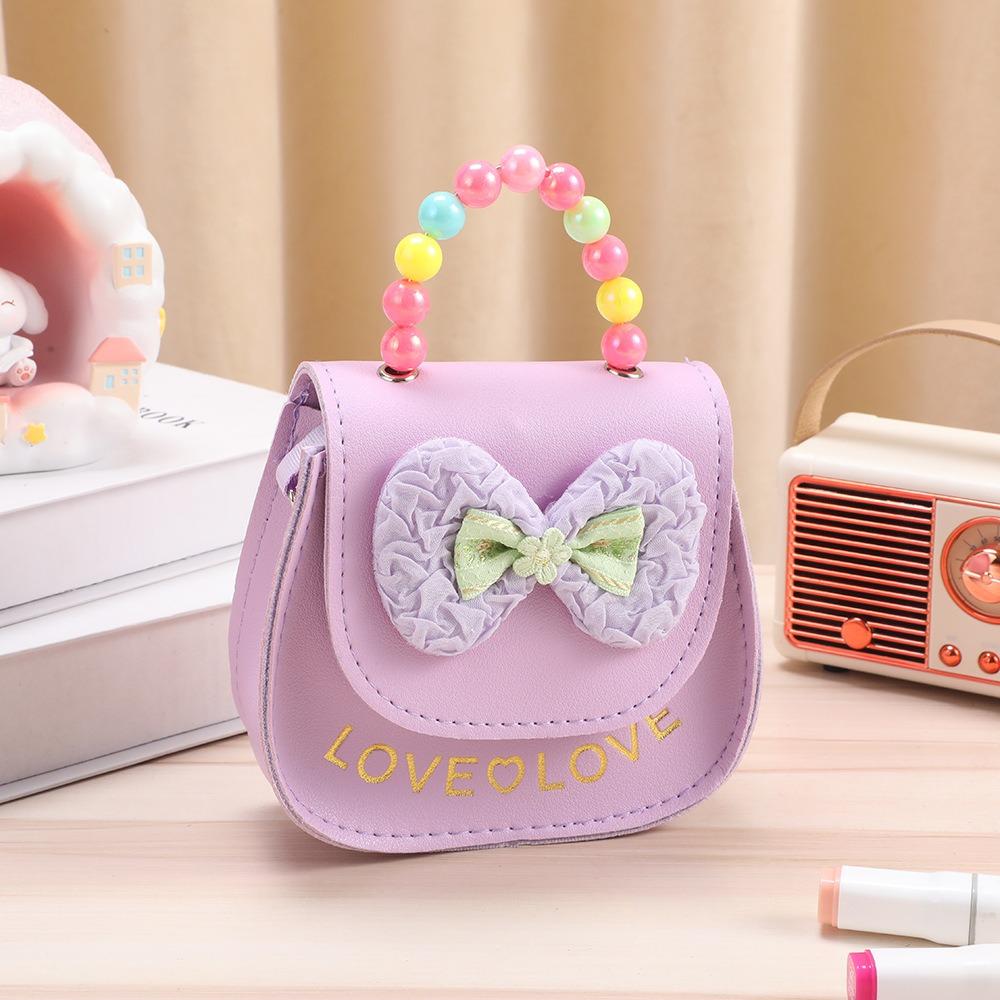 Cute Flowers Children's Handbags Messenger Bag Sweet Girls Pearl Shiny Kids Shoulder Bag Cartoon PU Leather Crossbody Bags