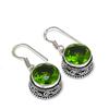 Natural Peridot Gemstone Handmade 925 Sterling Silver Jewelry Earring 1.18" AE-11936