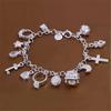Bracelet European and American Silver Fashion Thirteen Pendant Bracelet Women's Multi-Element Jewelry Simple Style Bracelet Whol