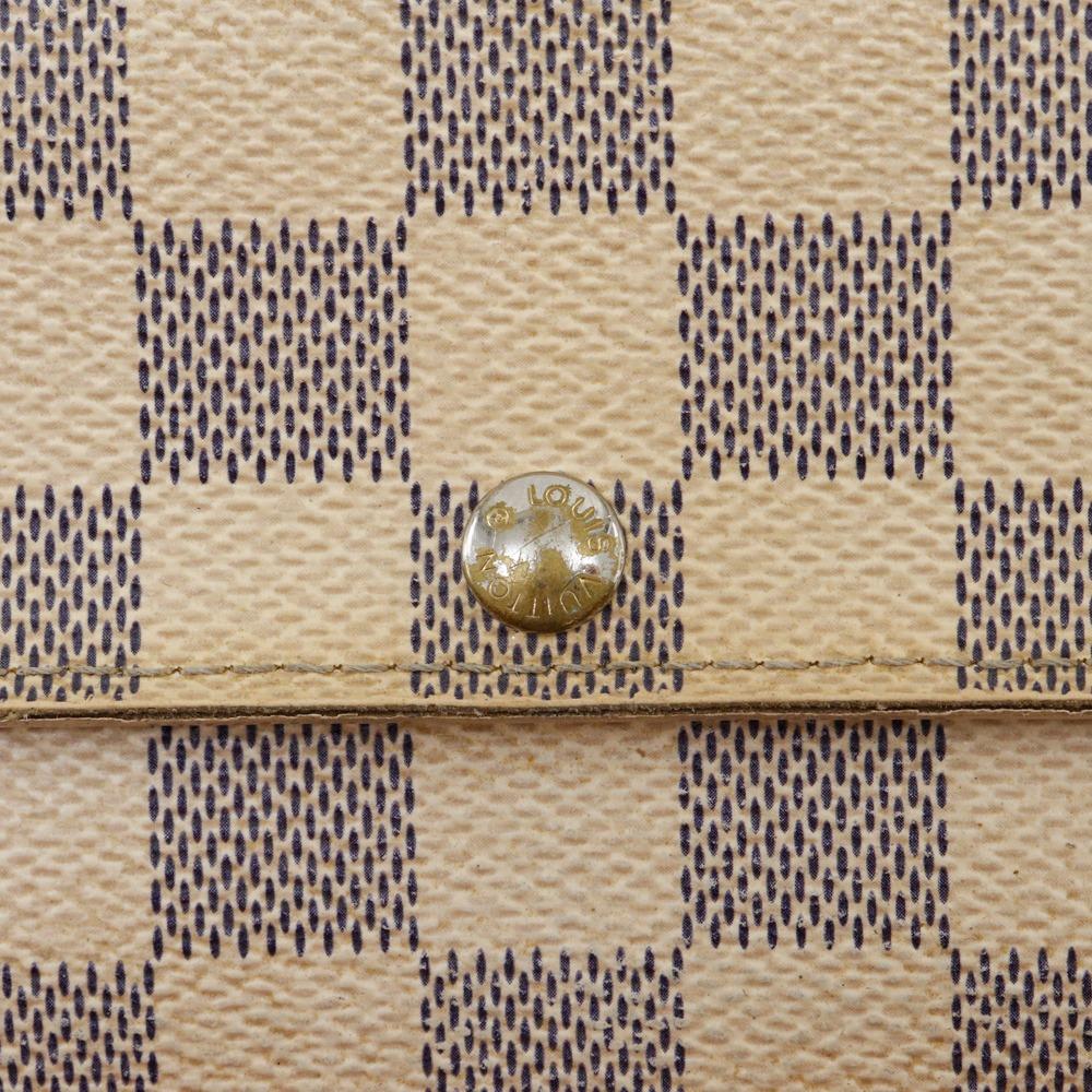 Louis Vuitton Portemonnaie Sarah N61735 Weißes Damier Azur Canvas Unisex Gebraucht