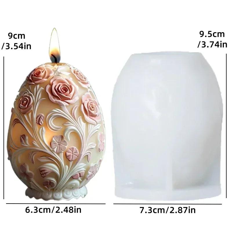 3D Rabbit plant relief egg candle silicone mold Easter rabbit flower plant relief egg resin mould Easter relief egg gypsum molds