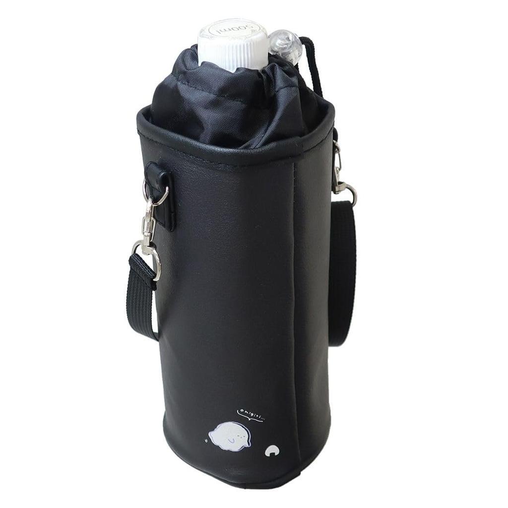Q-lia Insulated Water Bottle Holder with Adjustable Shoulder Strap Cute Ghosts and Rice Balls Pattern Thermal Bottle Sleeve Cover for Kids & Adults