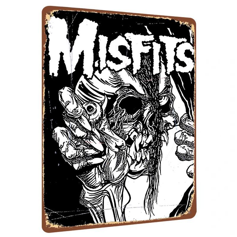 Misfits Band Skull Art Custom Metal Tin Sign Vintage Decor for Music Fans Garage Wall Hanging 20X30CM