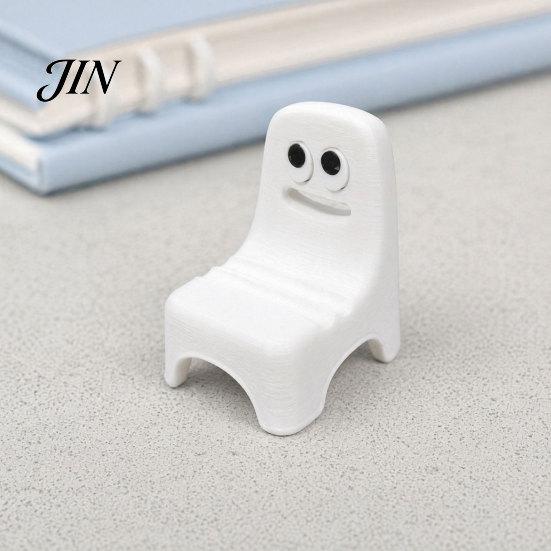 Small Mobile Stand 3D Printed Phone Holder, Ghost Chair Shape Compact Stand, Smiling Face Portable Anti-Slip Decorative for Home Office Travel
