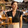 Traditional Celebration Costume Women German Dirndl Blouse V-Neck Flying Sleeve Cropped Shirt Shirt Bavarian Oktoberfest Folk Crop Top Outfit