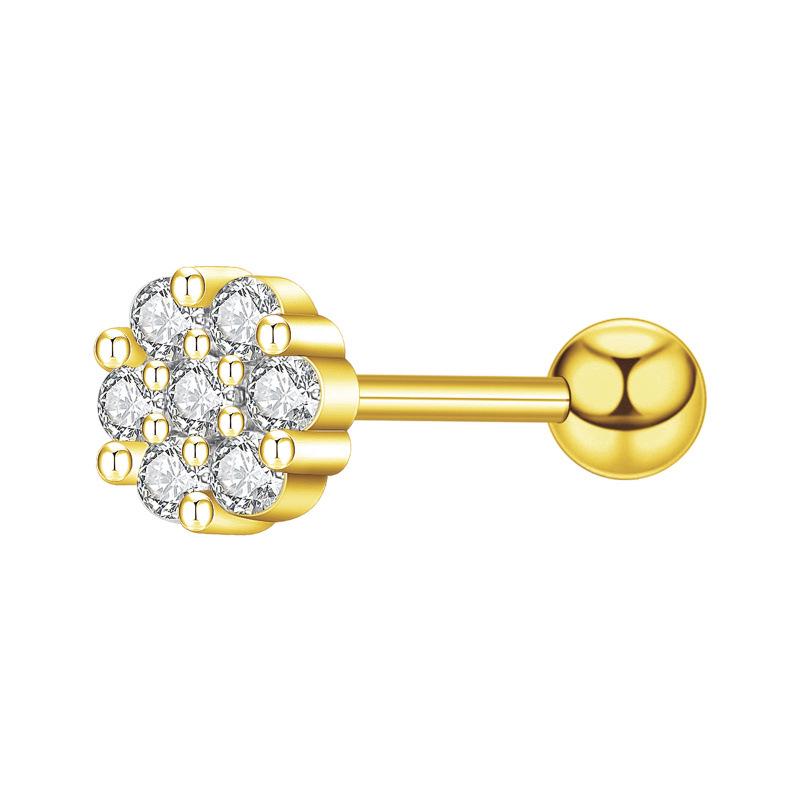 Floral Pave Diamond Mini Screw Stud Earrings 
