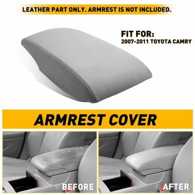 Leather Center Console Lid Armrest Cover Trim Gray For 2007-2011 Toyota Camry EV