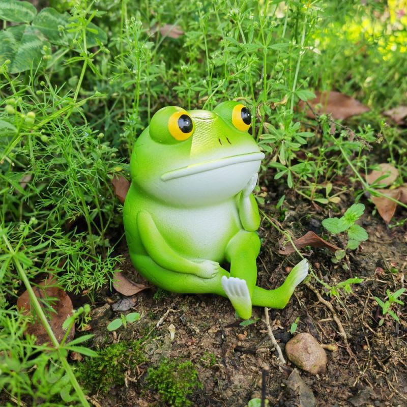 New Thinking Frog Garden Statue Sculpture Ornament Home Desktop Decoration Resin Craft Small Gift