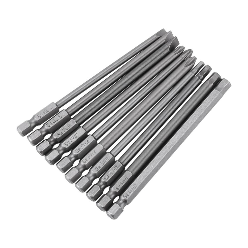 10pcs Magnetic Magnetic Screwdriver Bits 100mm Long Hex Shank Screwdriver Bits For Electric Drills