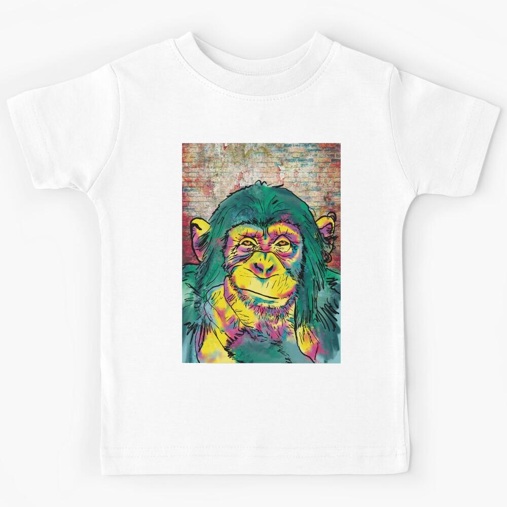 Graffiti Monkey Painting, Monkey Art, Animal Art Kids T-Shirt 100