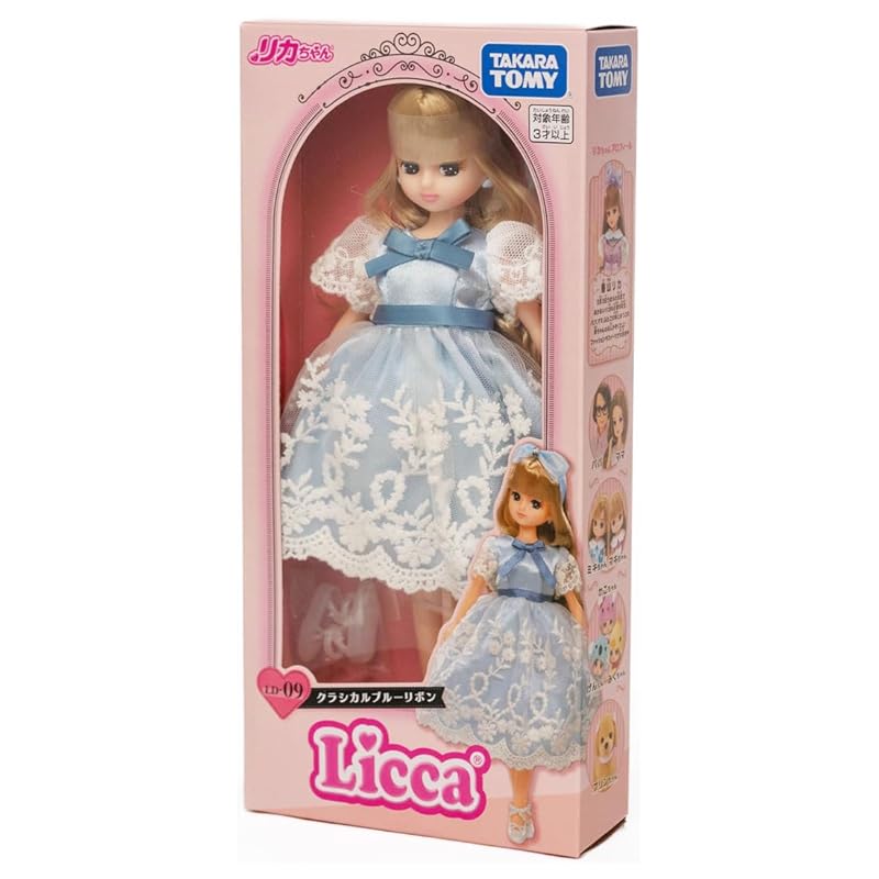 Takara Tomy Licca-chan Doll LD-09 Classical Blue Ribbon Dress-up Pretend Play Toy (Ages 3 and up)