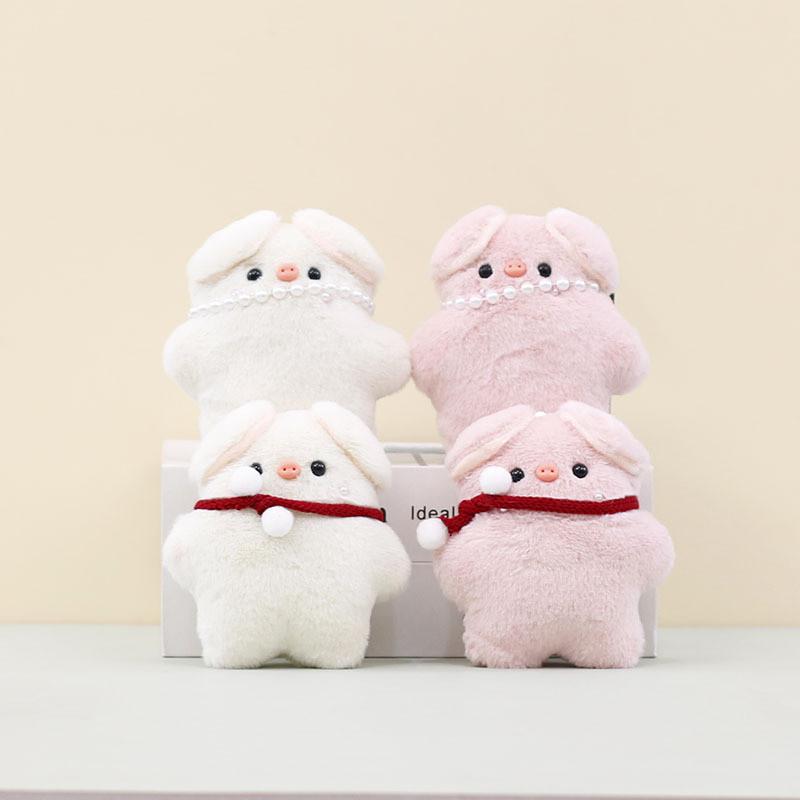 Cute Piglet Plush Keychain With Cozy Scarf Fluffy Stuffed Toy For Kids And Adults