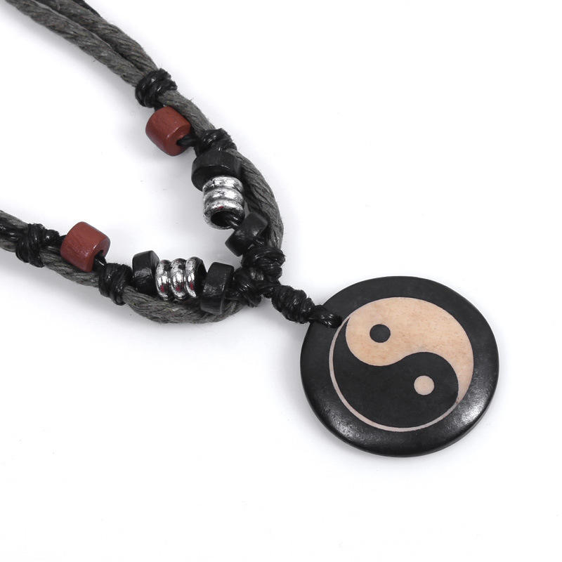 JMXD Colier cu Mărgele Yin Yang Os Model Taiji Accesoriu Decorativ de Modă Cadou Unisex Bijuterii Statement