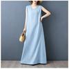 DIMANAF 2026 New Women Plus Size Summer Vintage Lady Long Dress Sleeveless Vest Loose Oversize Maxi Sundress Solid Cotton Linen