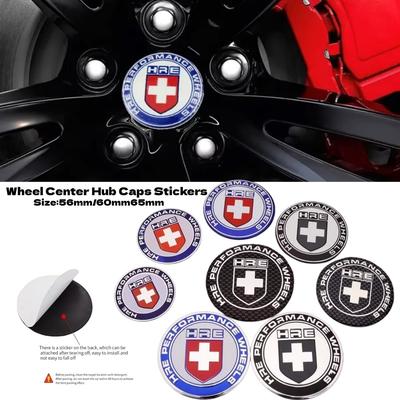4 piezas 56mm/60mm/65mm HRE Llogo Tapas Centrales de Rueda de Coche Pegatinas Accesorio