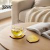 Summer Style Table Decor 4PCS Cute Lemon Shape Wooden Coasters, Non-slip Heat Insulation Pads, Non Slip Cup Mats Decorative Tableware for Kitchen