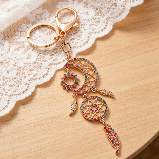 Keychain Pendant Dream Catcher Design Lightweight Key Chain with Star Moon Feather Charm Lobster Clasp Bags Backpacks Accessory