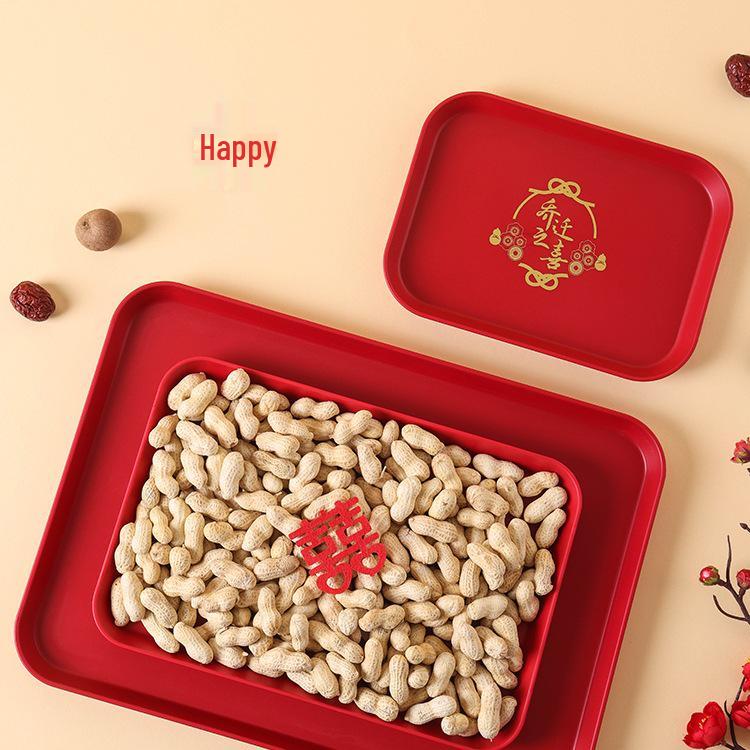 Festive Red Housewarming Candy & Snack Tray for Living Room
