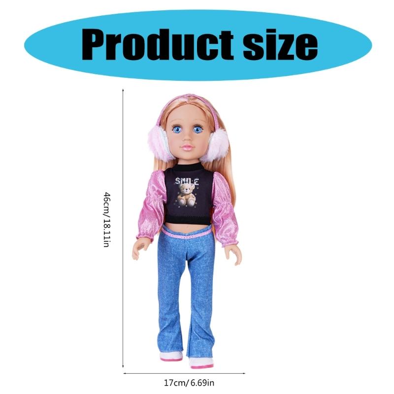 Toy Doll Soft Washable PVC Blonde Girl 18" Baby Girl Doll for Kids 18" Playable Toy with Outfit Set