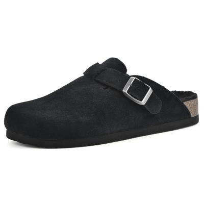 Smile PoP Damen Kork Wildleder Mules Winter Flauschige Herren Clogs Schuhe Klassische Kork Anti-Rutsch Outdoor Clogs Hausschuhe Mit Fußgewölbestütze