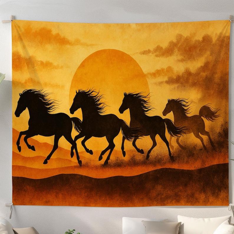 Mustang Sunset tapestry 75x100 чёрный