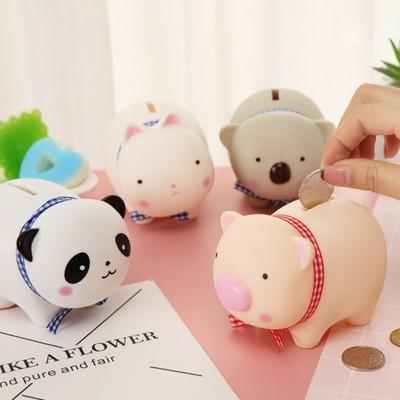 Kids Cute Piggy Bank Animals Pig Cat Panda Shape Bank Box Toys Treasure Coin Saving Tabletop Decor Children Play House Gifts