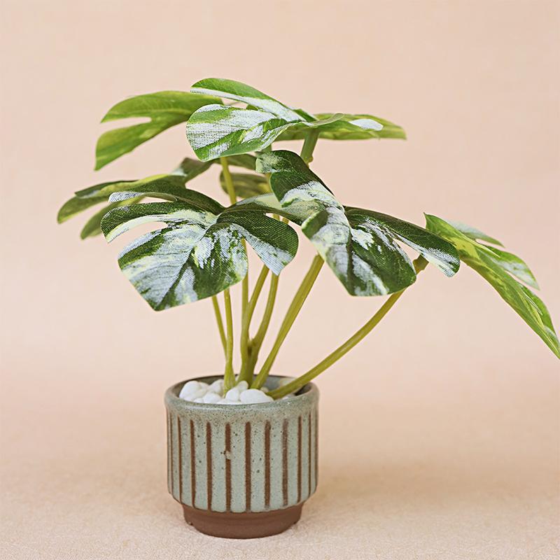 1/12 Dollhouse Mini Simulation Monstera Potted Model Dollhouse Green Plant Decoration Dolls House Living Decor Accessories