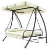 3 Seater Garden Swing Chair with Tilting Canopy - Cream White